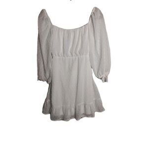 Speechless Womans White Dress Sheer Balloon Sleeve Swiss Dot Key Hole Back Small